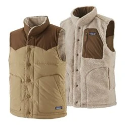 Patagonia Vestes Soldes 40 Patagonia Reversible Bivy Down Vest Homme Beige